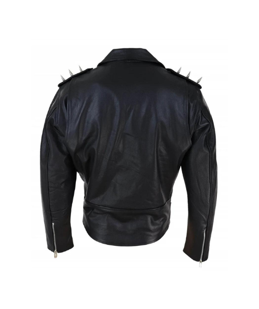Men Black Halloween Devil Spikes Leather Jacket