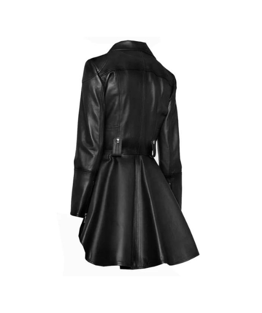 Women Black Peplum Style Leather Jacket