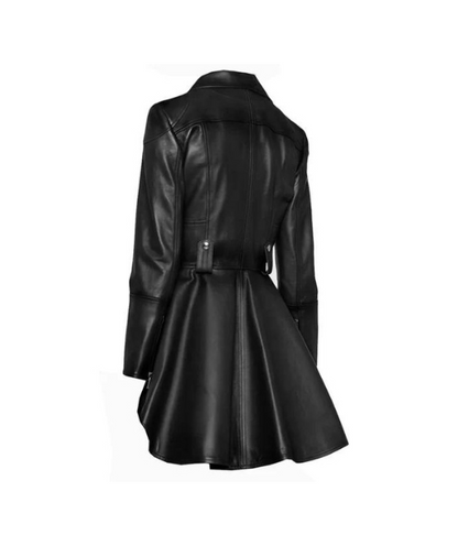 Women Peplum Style Balck Leather Jacket