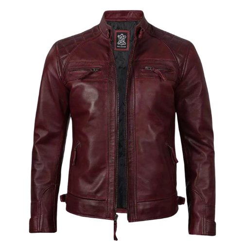 Men Maroon Biker Stylish LeatherJacket