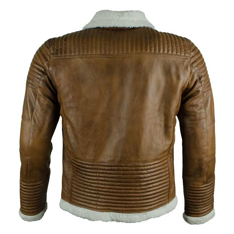 Men Brown Bomber Belted Leather Jacket
