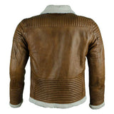 Men Brown Bomber Belted Leather Jacket