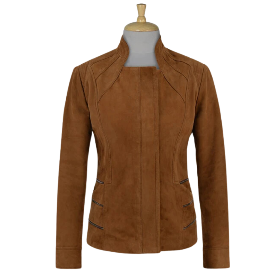 Caramel Brown Suede Leather Jacket