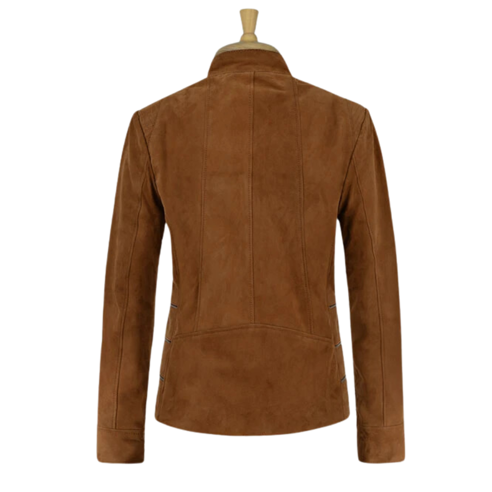 Women Caramel Brown Stylish Collar Jacket