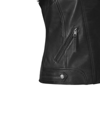 Women Black Aviator Slant Stylish Leather Jacket