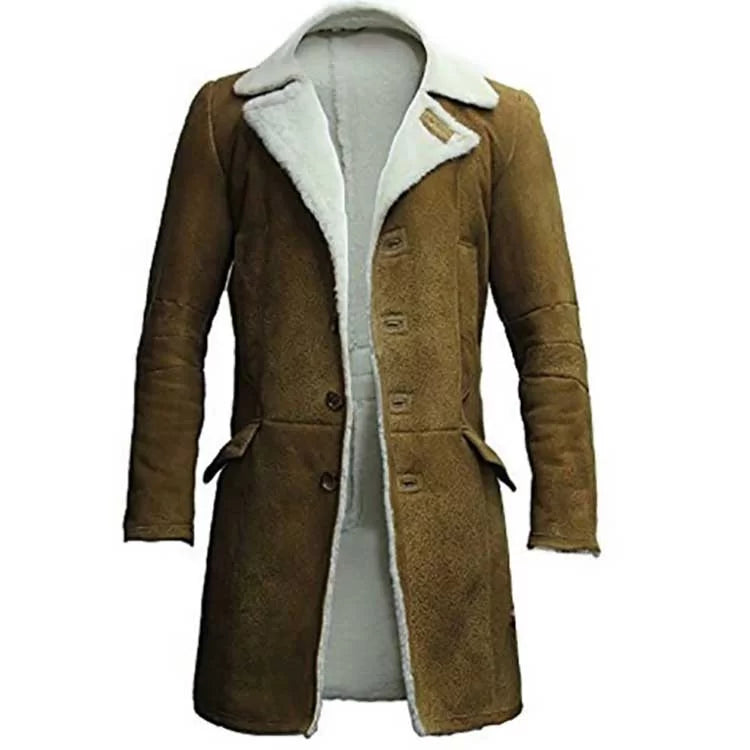 Men Brown Distressed Long Coat