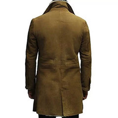 Men Brown Distressed Long Coat