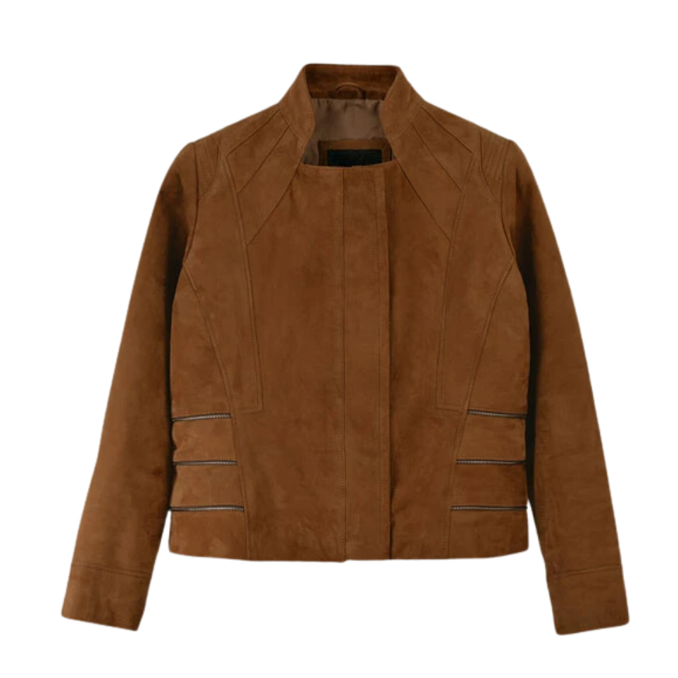 Caramel Brown Suede Leather Jacket