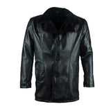 Men Black Fur Shearling Aviator Leather Coat