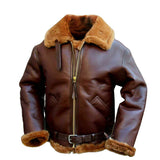 Men Brown Bomber Single Belt Leather Jacket