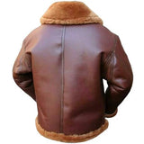 Men Brown Bomber Single Belt Leather Jacket