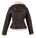 Women Dark Brown Shearling Leather Jacket