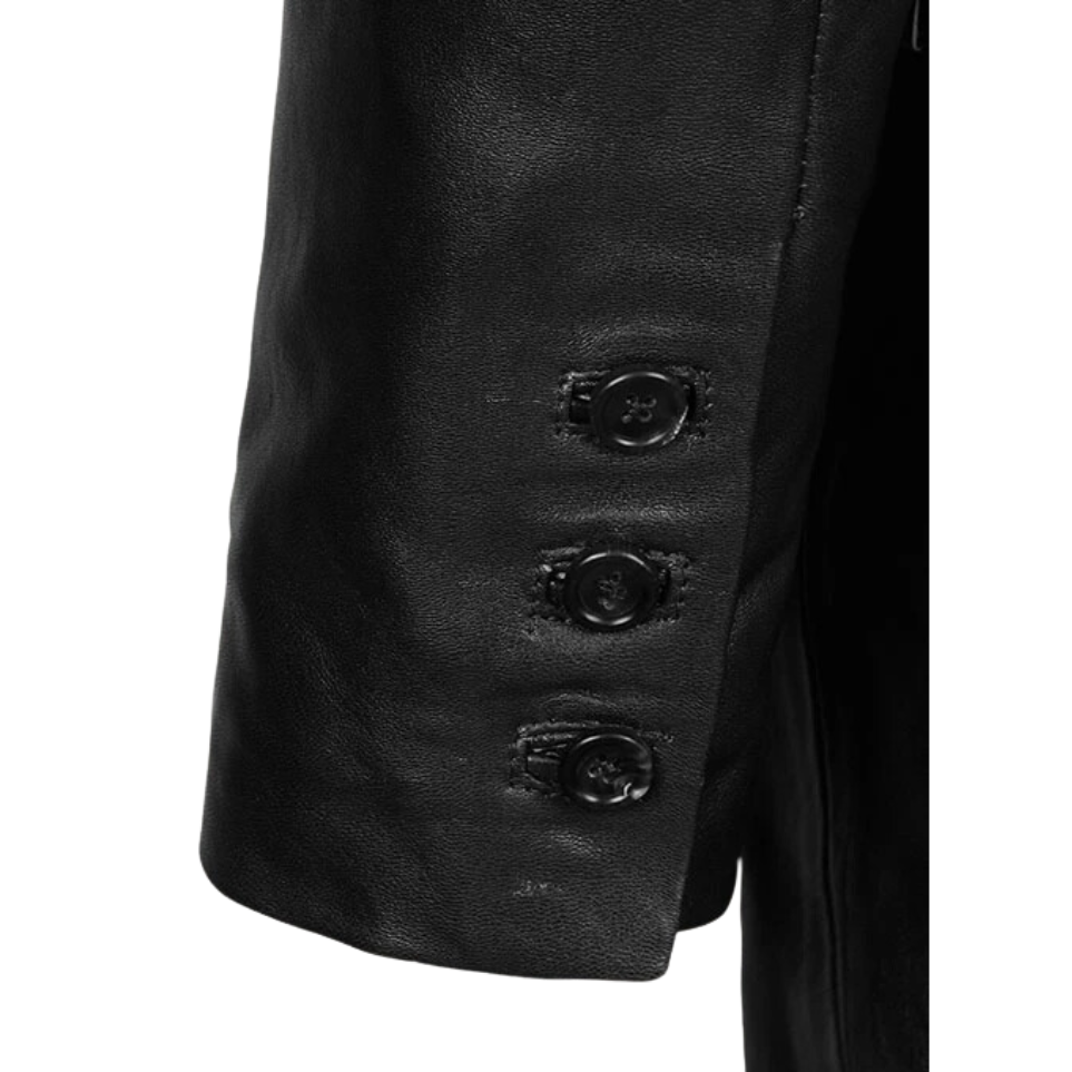 Men Leather Blazer With Stylish Lace Collar