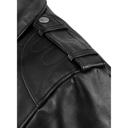 Men Black Heavy Leather Motorcycle Jacket