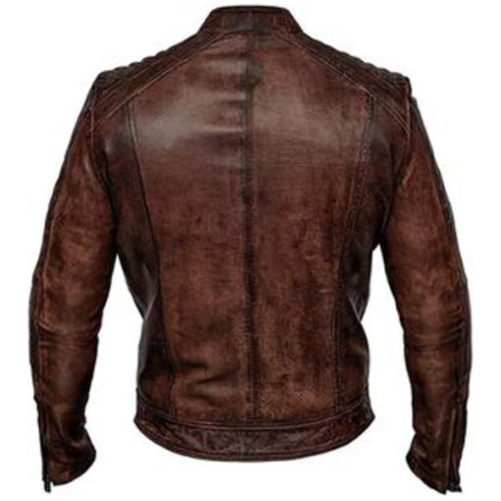 Men Brown Rough Leather Jacket