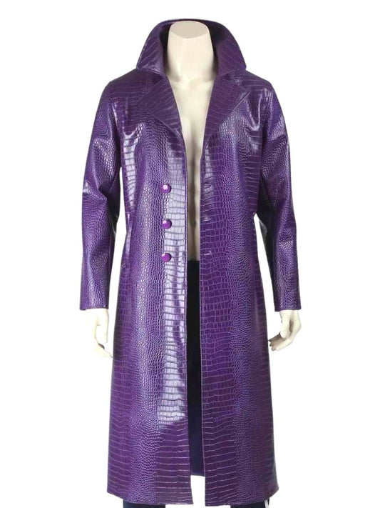 Halloween Purple Leather Trench Coat