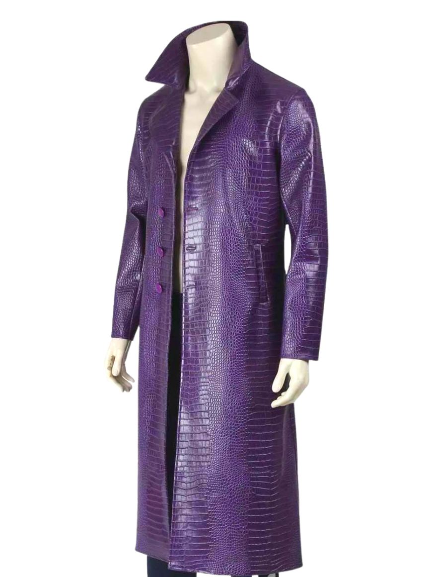 Halloween Purple Trench Leather Coat 