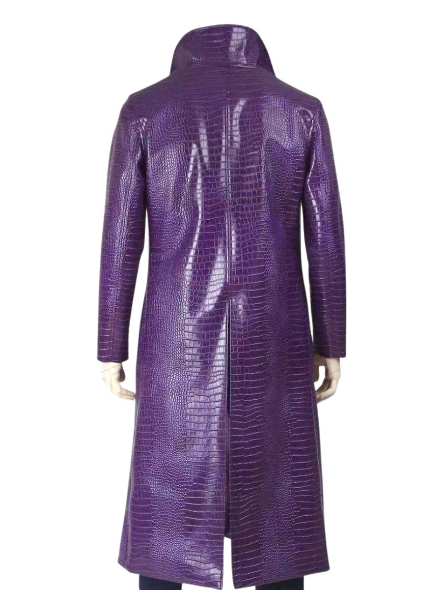 Unisex Purple Trench Leather Coat