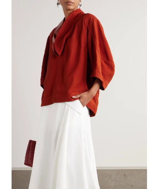 Access Hollywood 2025 Tracee Ellis Ross Red Leather Collar Blouse
