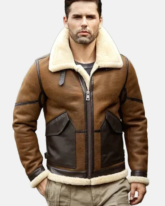 Adam-B3 Flighted Bomber Shearling Leather Jacket