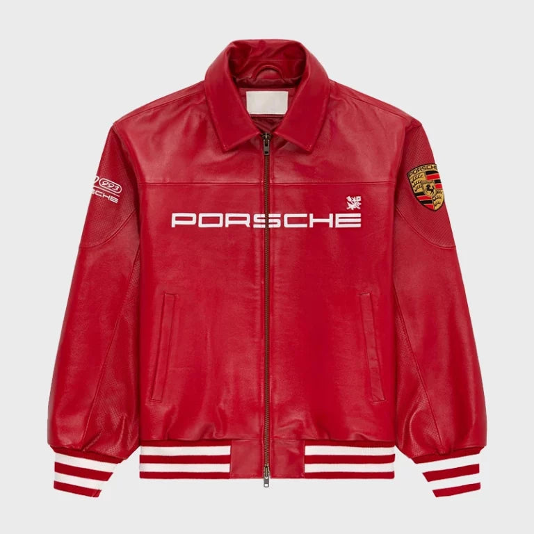 AimeLeonDorexPorscheRedLeatherJacket