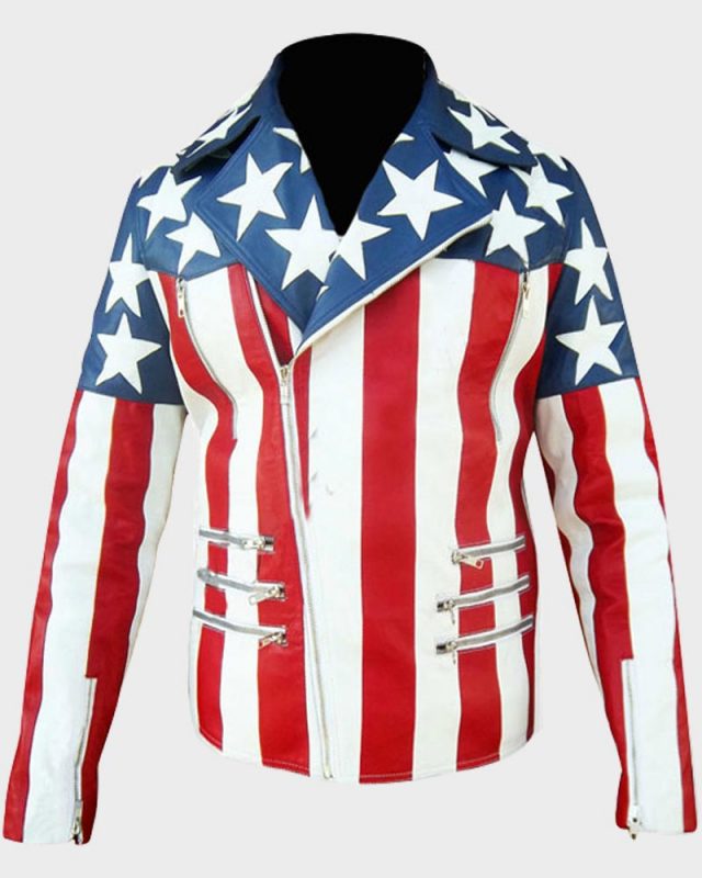 AmericanMensUSFlagWhiteLeatherJacket