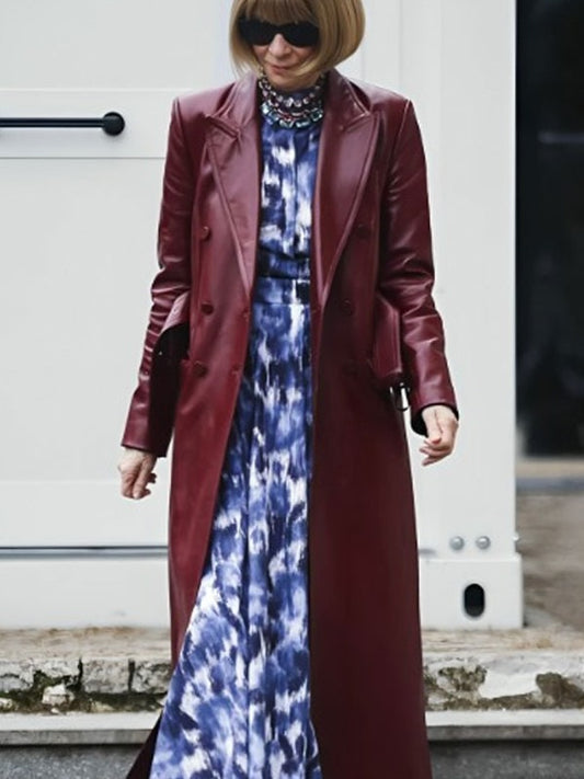 AnnaWintourMilanFashionWeekLeatherCoat