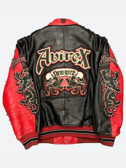 ArchiveAvirexNewYorkDragonsBlackandRedLeatherJacket