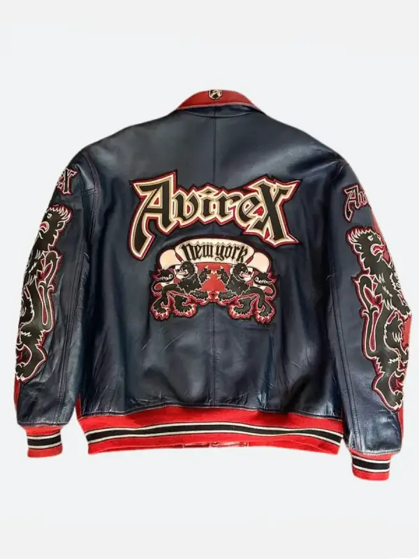 ArchiveAvirexNewYorkDragonsBlackandRedLeatherbomberJacket