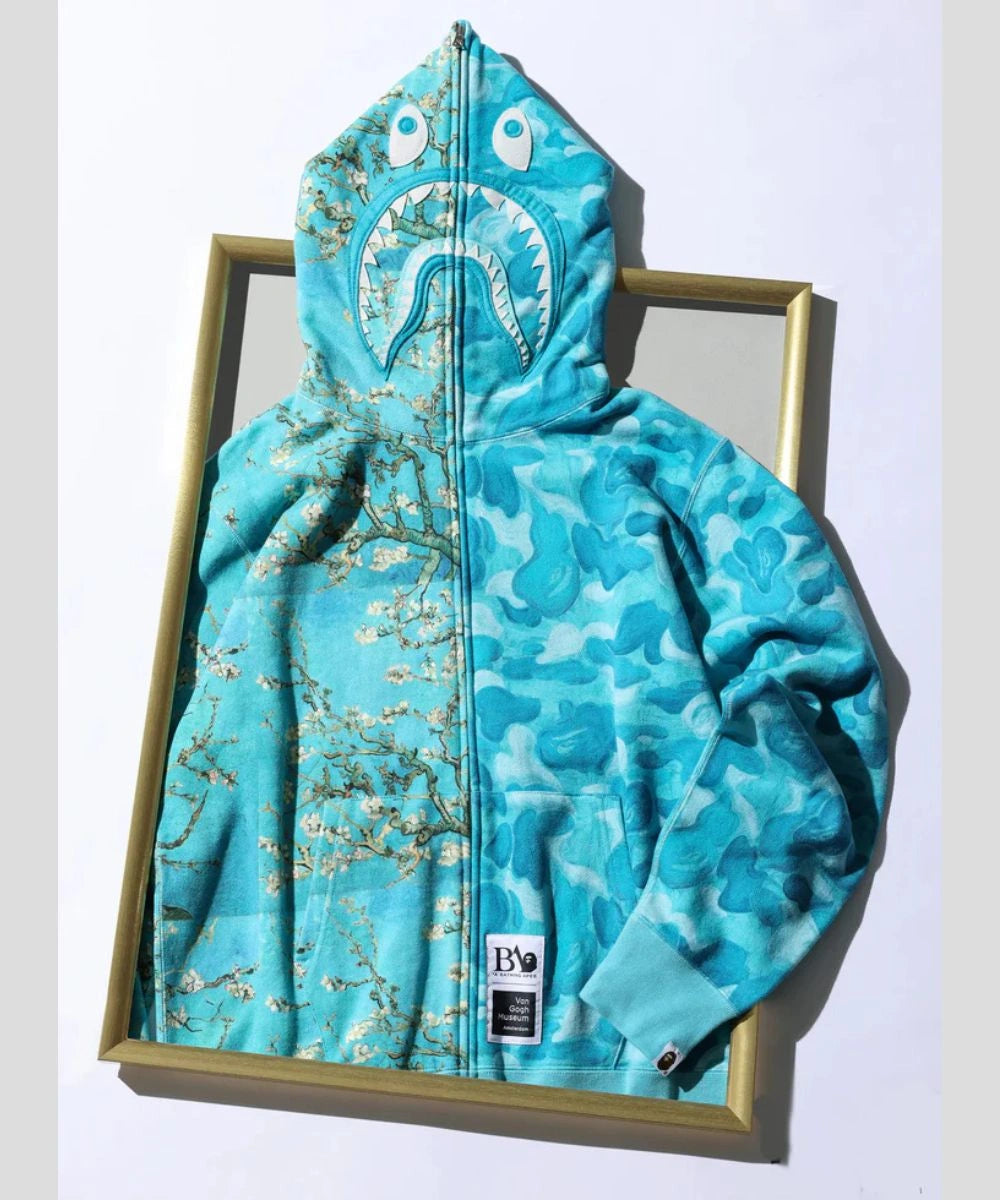 A Bathing Ape x Van Gogh Museum Shark Full Zip Hoodie Yellow