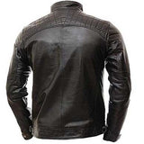 Men Black Biker Cafe Racer Style Leather Jacket