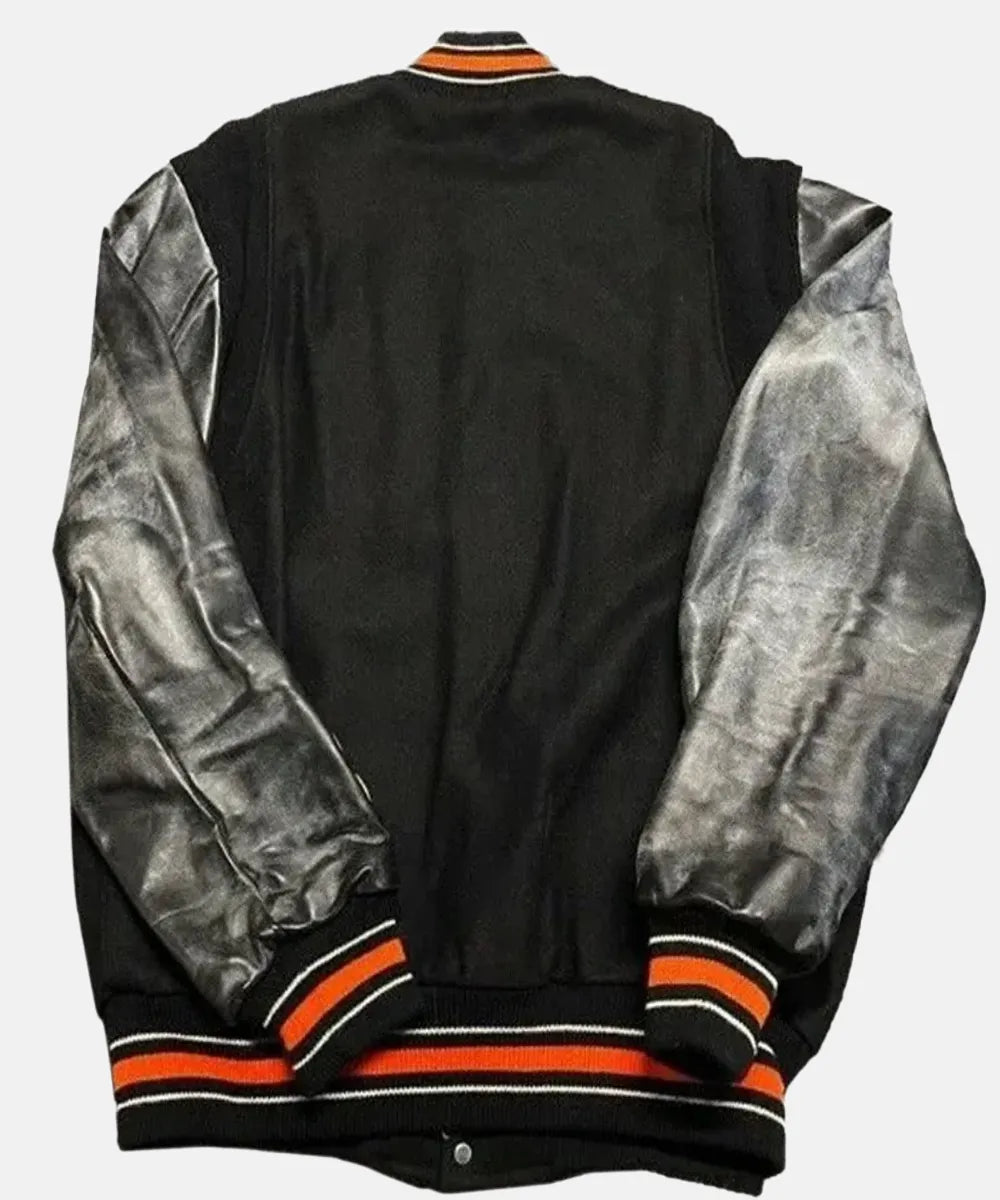 BlackDetroitTigersLettermanWoolLeatherJacket