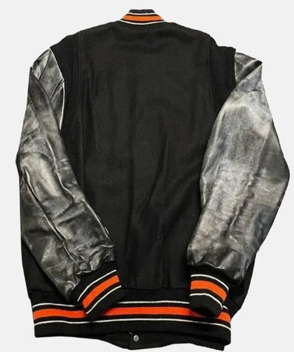 BlackDetroitTigersLettermanWoolLeatherJacket