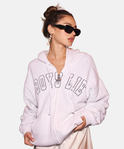 BoyesLieBoardwalkHarleyWhiteOversizedAirbrushLogoHoodie