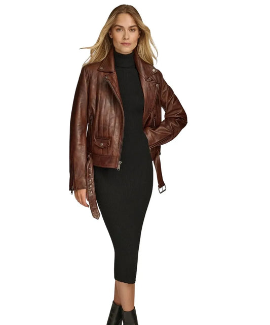 Brown Biker Leather Jacket