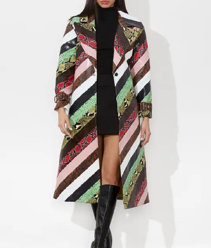 CarriePrestonElsbethS02ElsbethTascioniMulticolorSnakeskinPrintTrenchCoatSale