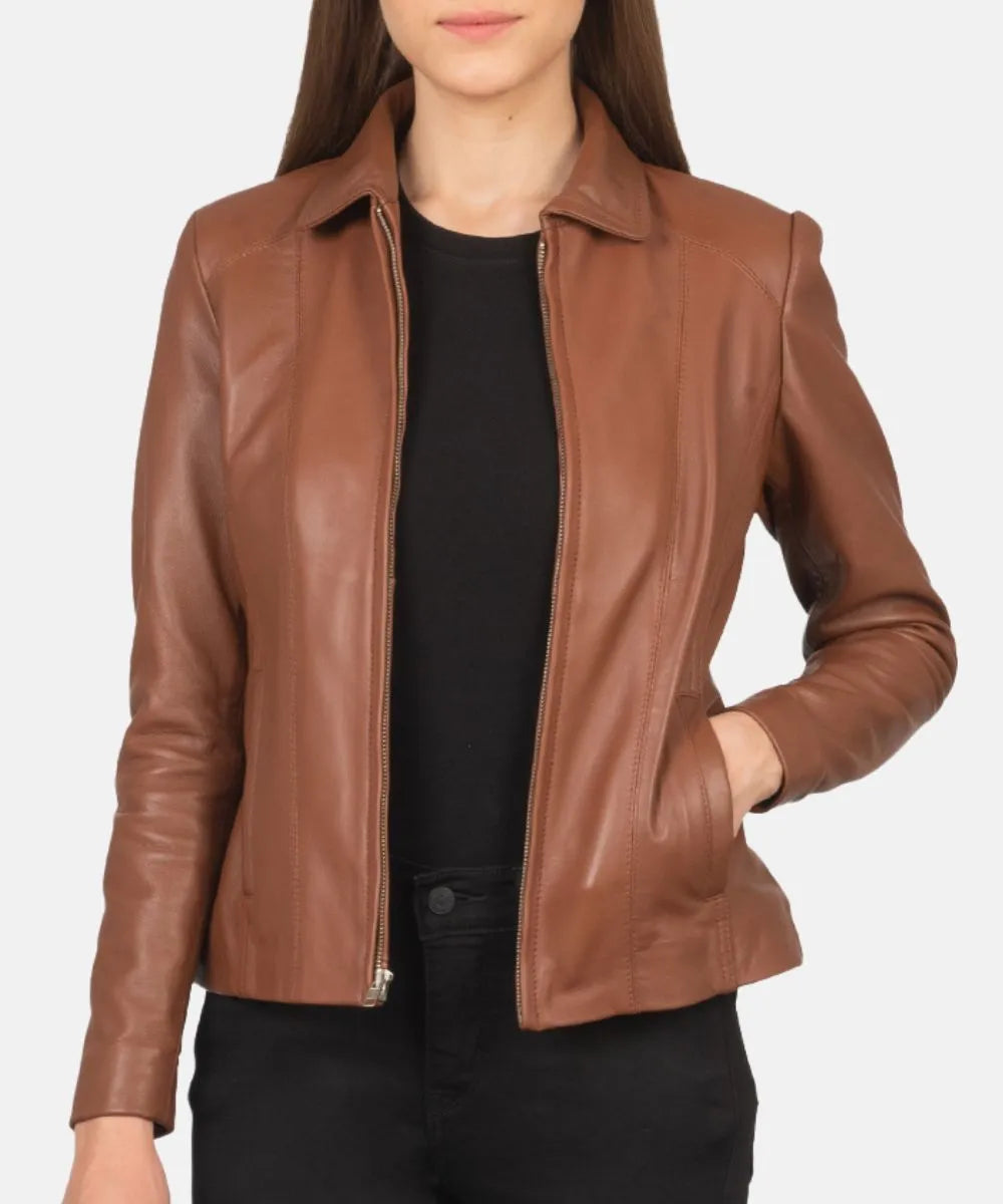 Classic Colette Brown Leather Jacket