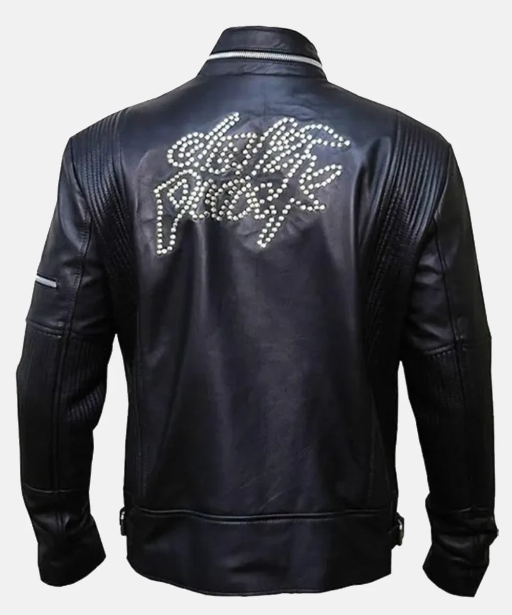 DaftPunkGetLuckyStuddedElectromaBlackLeatherJacket