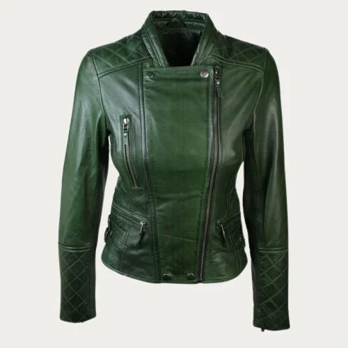 Women’s Dark Green Leather Jacket