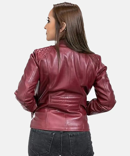 DarkRedBikerJacke