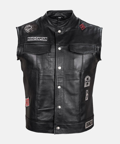      DeaconSt.JohnDaysGoneBlackLeatherMotorcycleVest