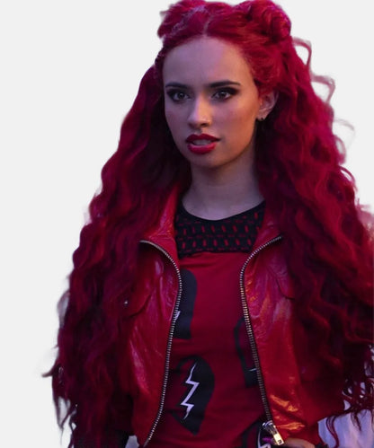 DescendantsTheRiseKylieCantrallRedCroppedLeatherBomberJacket