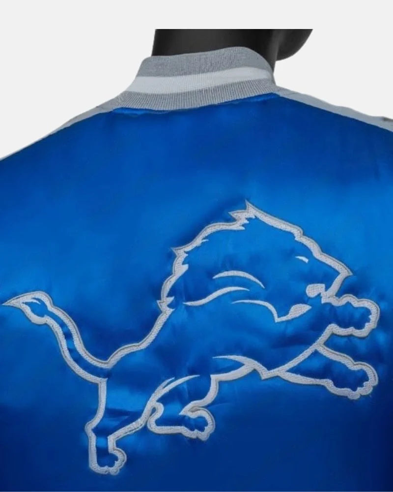 Detroit Lions Calvin Johnson Blue Satin Jacket