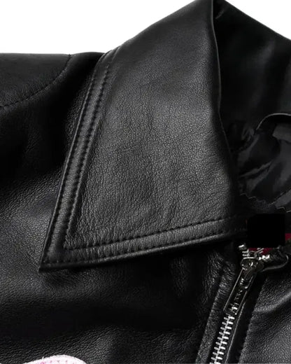 Diddi Moda Black and Pink Leather Jacket