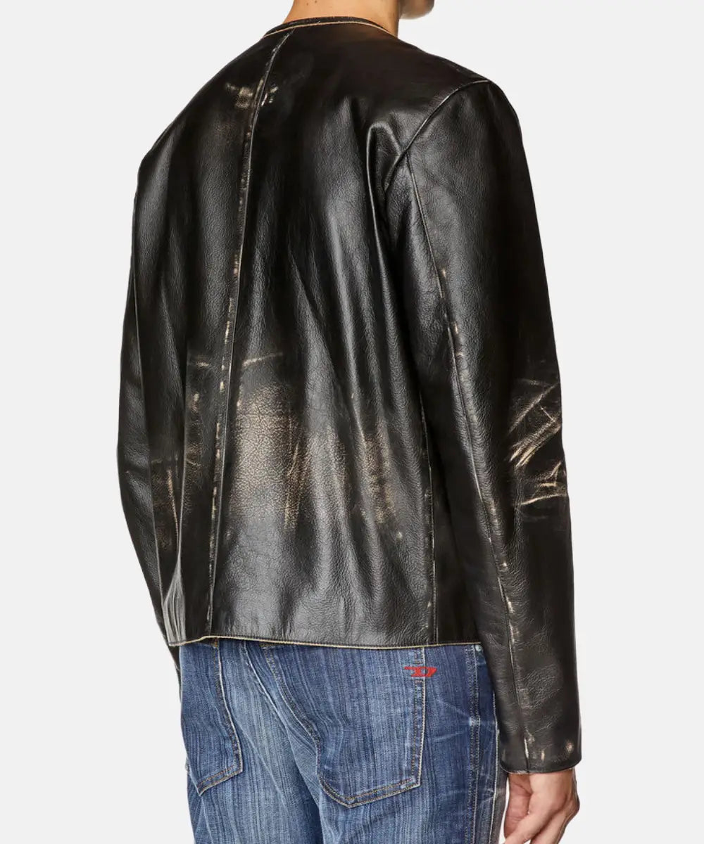 DieselBrownDistressedLeatherJacket