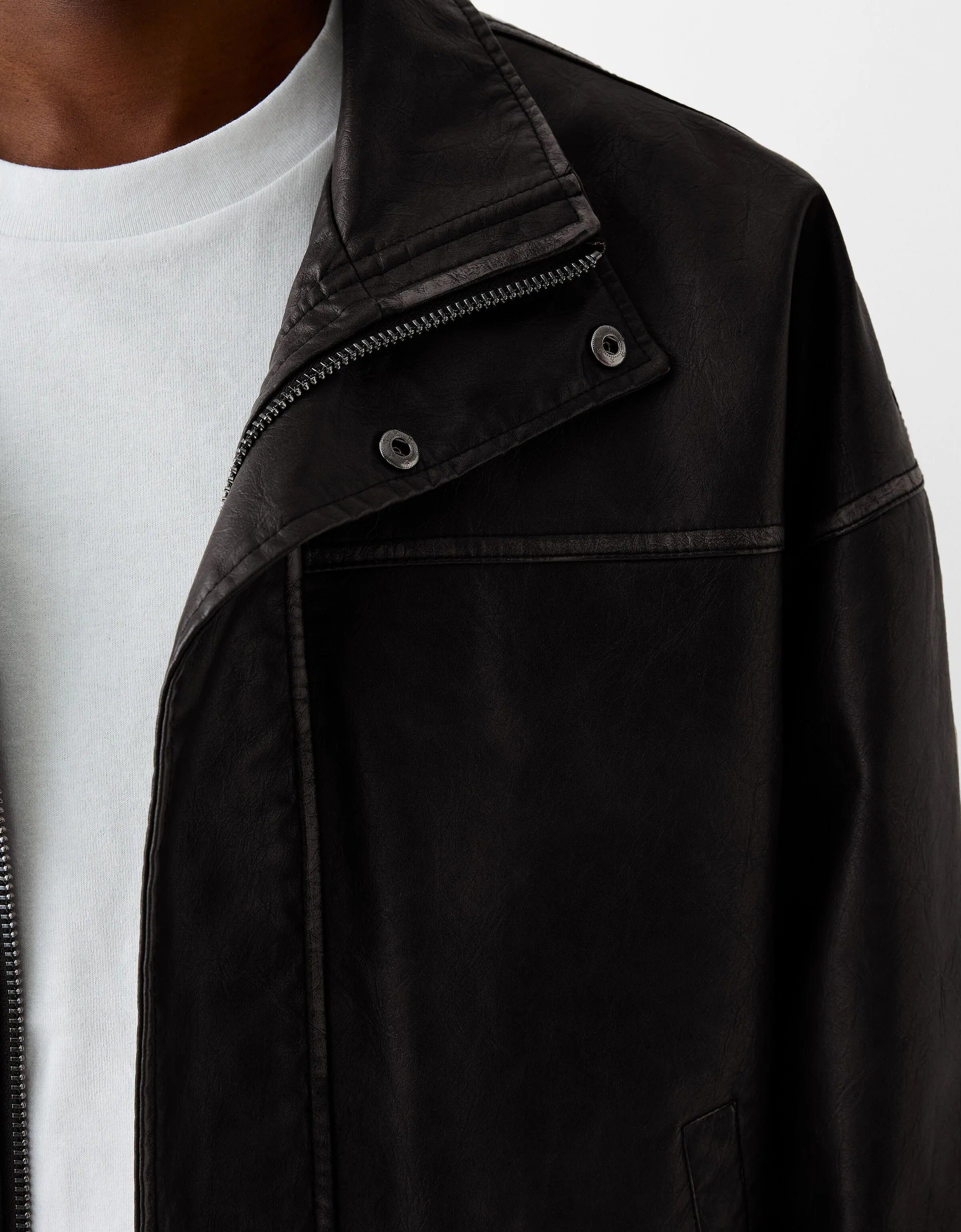 Distressed men Leather Oversize Jacket