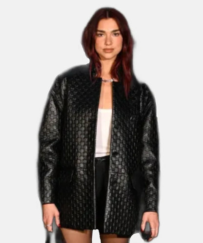 Dua Lipa Gucci Cruise 2025 Black Leather Jacket