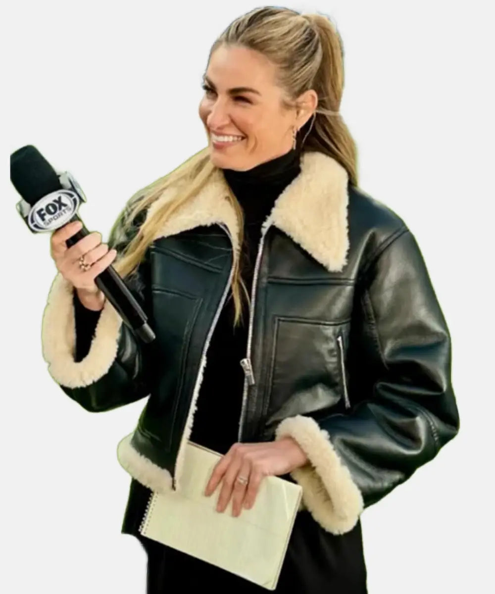 ErinAndrewsBlackShearlingLeatherJacket