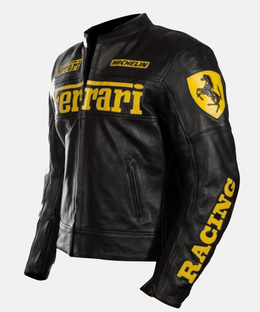 Mens Black Ferrari Leather Jacket