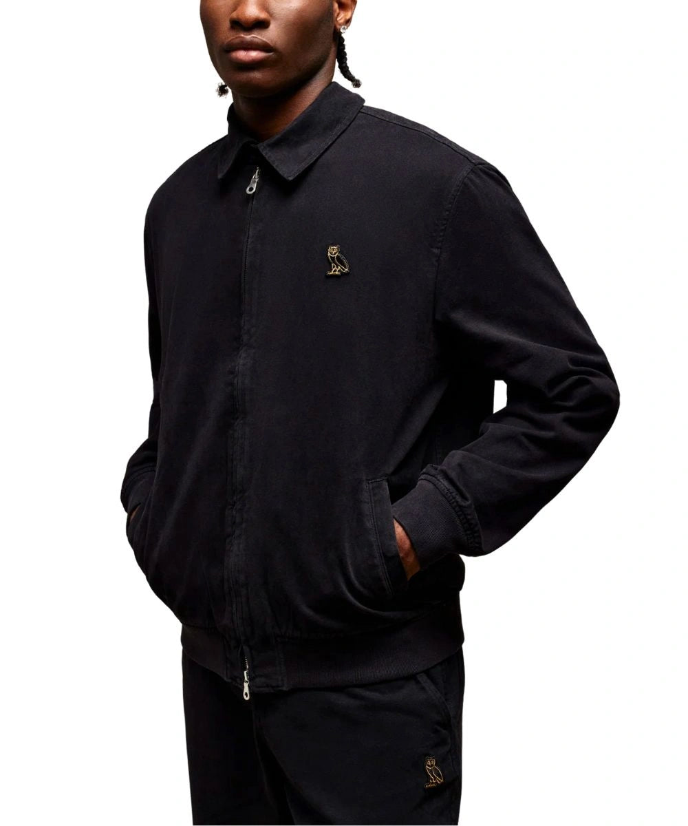 Garment Dyed Harrington Black Jacket Mens